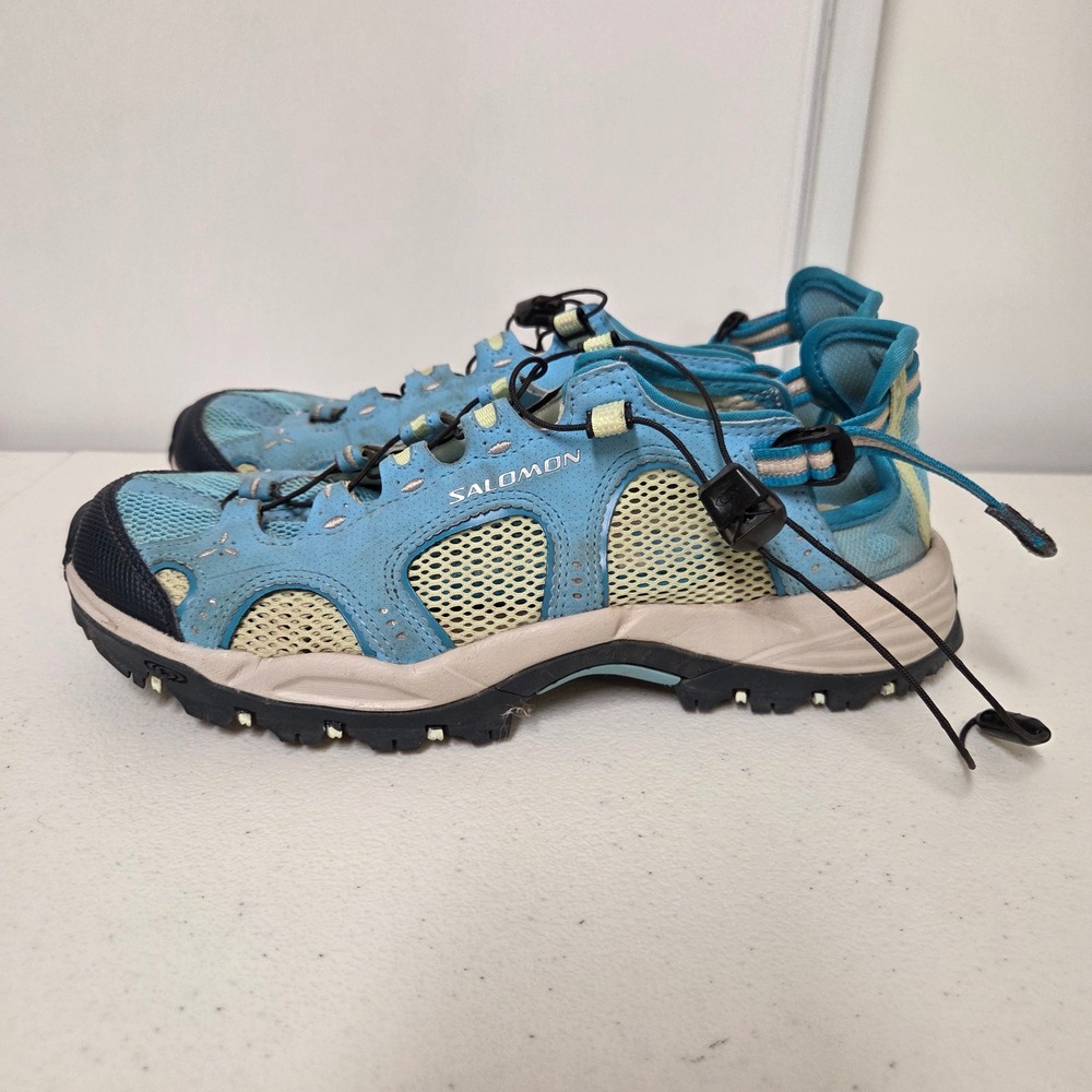 Salomon Techamphibian 3 Blue Yellow Water Hiking Shoes Womens 7 356772